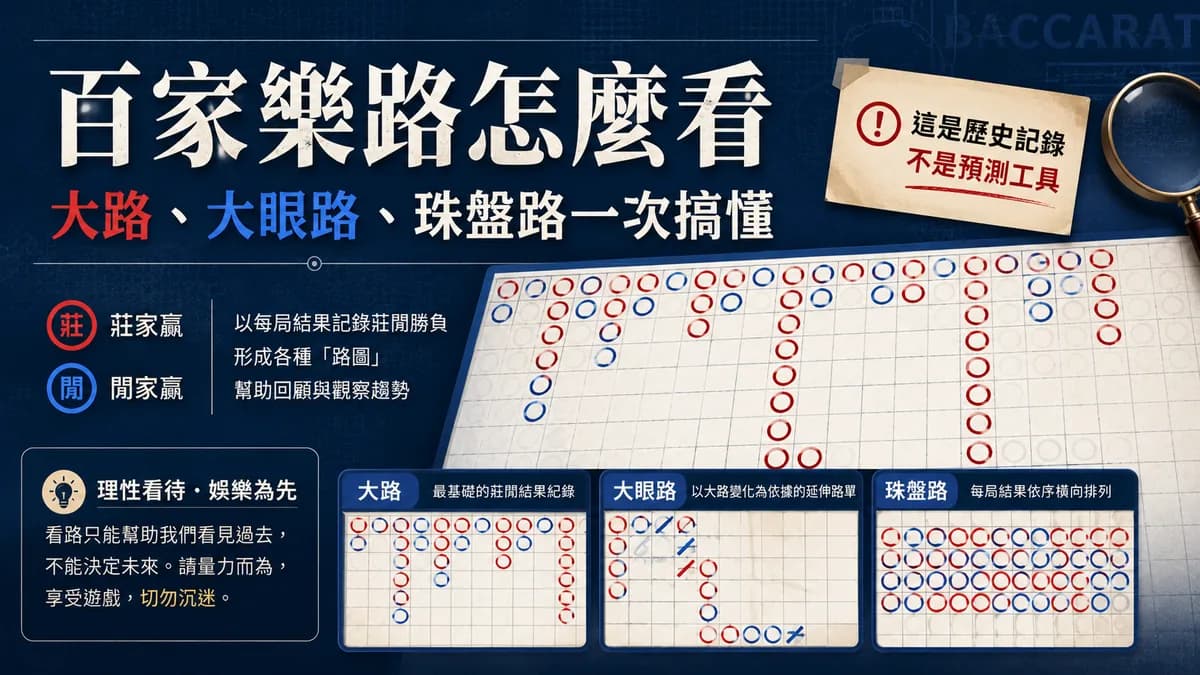百家樂路怎麼看?大路、大眼路、小路、珠盤路一次搞懂(但別當預測工具)