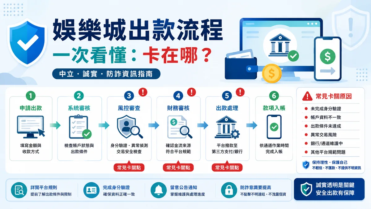 娛樂城出款流程一次看懂:卡在哪?