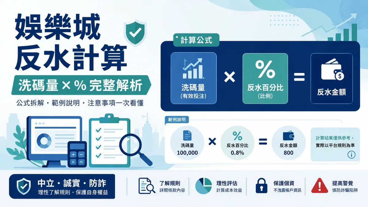 娛樂城反水計算方式:洗碼量×%完整解析